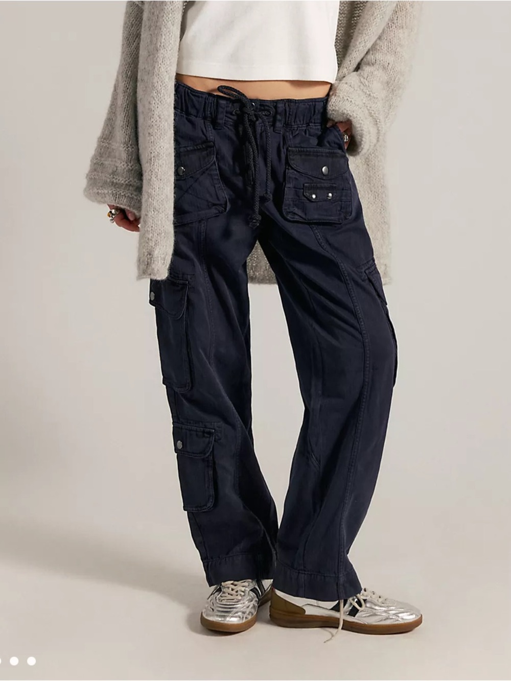 Free people Tahiti Cargo Pants size small Drawstring utility herringbone